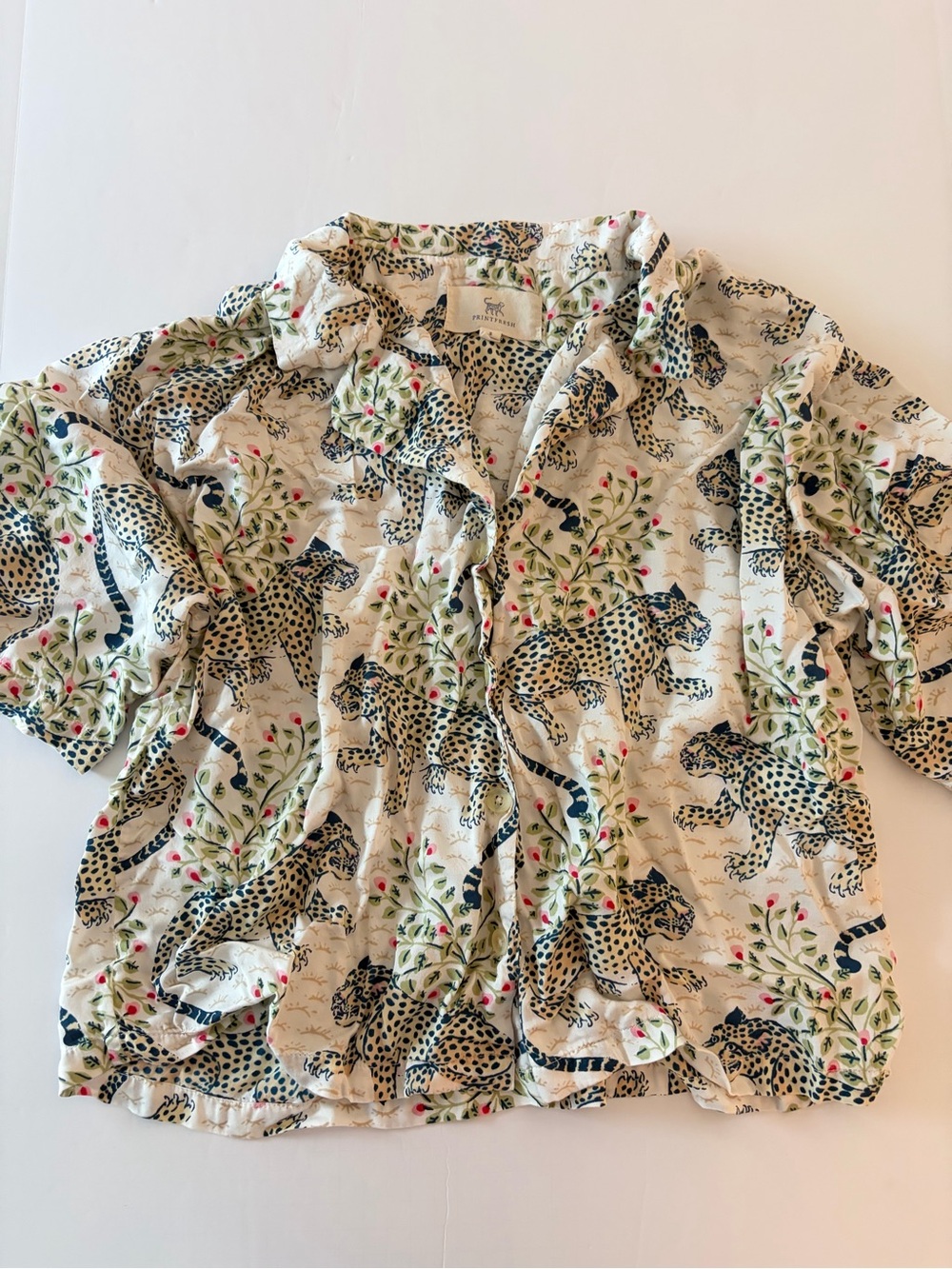 Printfresh Bagheera Eco-Satin Sleep Top Floral Leopard Print Viscose Women’s Sm